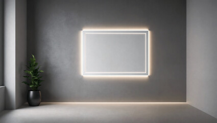 simple luxury grey concrete living room with neon light , minimal style. luxury wallpaper.