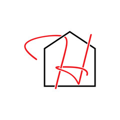 Letter H and House Logo Vector 090