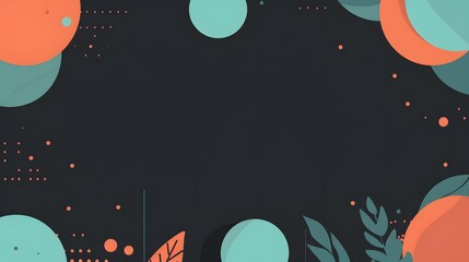 Vibrant Abstract Background with Colorful Circles and Botanical Elements in Modern Flat Design Perfect for Wallpapers and Graphic Resources
