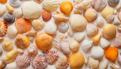 Beautiful seashells  pattern background.
