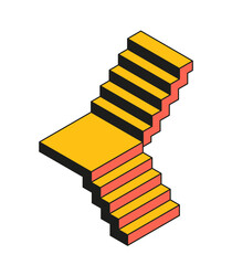 Business isometric icon. Colorful sign or symbol with ladder leading up. Career and personal growth, self development and skill improvement. 3D vector illustration isolated on white background