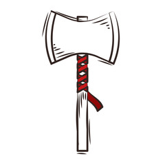 Colored axe medieval weapon icon Vector
