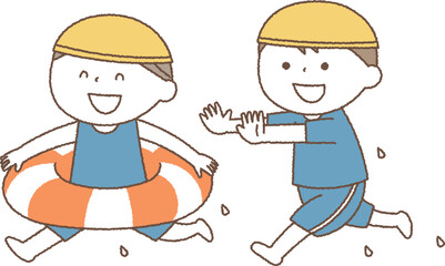 水遊びを楽しむ子供達