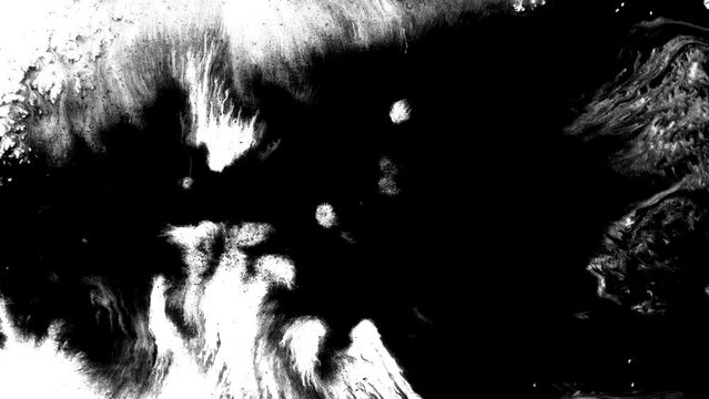 Black ink rorschach effect abstract background artistic flow splatter spots spills white paper beautiful reveal dripping streaks spread fluid ink alpha matte isolated watercolor ink drops transition	
