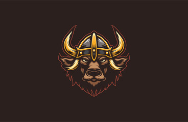 Viking bull logo icon design template vector illustration