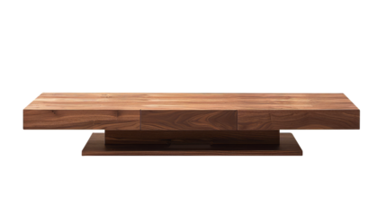 Modern wood tv stand isolated on transparent white background, clipping path