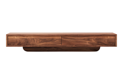 Modern wood tv stand isolated on transparent white background, clipping path