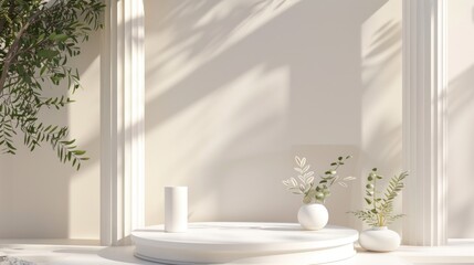 Background podium column 3d roman luxury greek white ancient display product classic. Podium platform background column pillar stage minimal stand beauty design greece render scene plant cosmetic rome