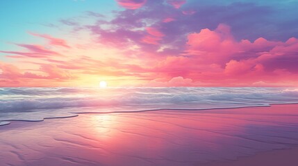 Fototapeta premium A breathtaking sunset over the ocean with colorful skies and serene waves