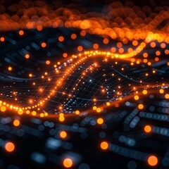 Obraz premium An abstract technology background with data flow and connection concepts. 