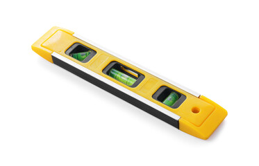 Yellow building level isolated on white. Construction tool