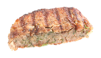 Half of tasty vegetarian cutlet isolated on white
