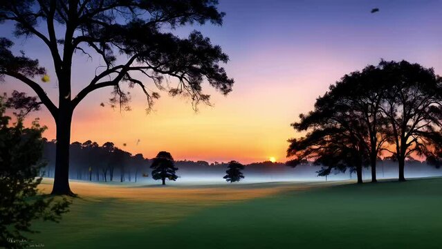Sunrise on the jungle seamless looping animation video