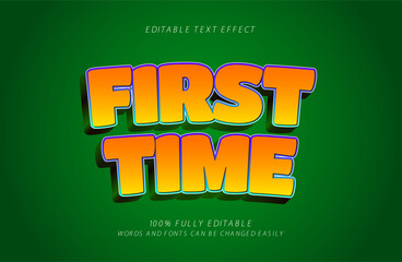 first time editable text effect in kids and happy text style