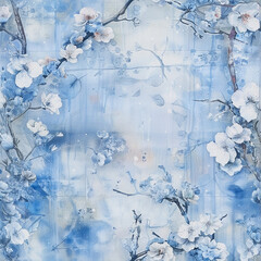 Floral Blooms Blossoms Triptych in Mixed Medium, Perfect for Home Decor, Wall Art, Backdrops,Printed Materials , Art Gallery