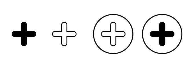 Plus Icon vector isolated on white background. Add plus icon. Addition sign. Medical Plus icon