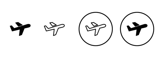 Plane icon vector isolated on white background. Aeroplane vector icon. Flight transport symbol. Travel element illustration. Holiday symbol. Airplane