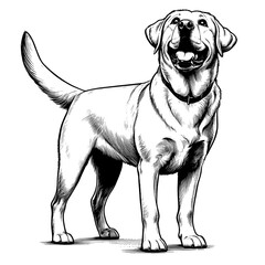 Hand drawn cute Labrador in full-body, vector sketch isolated on transparent background.	