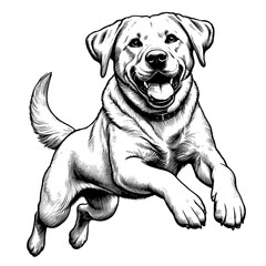 Hand drawn cute Labrador in full-body, vector sketch isolated on transparent background.	