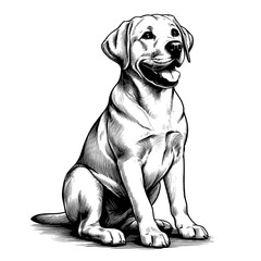 Hand drawn cute Labrador in full-body, vector sketch isolated on transparent background.	