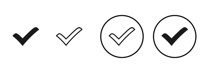 Check icon vector isolated on white background. check mark icon. check list button icon. Tick