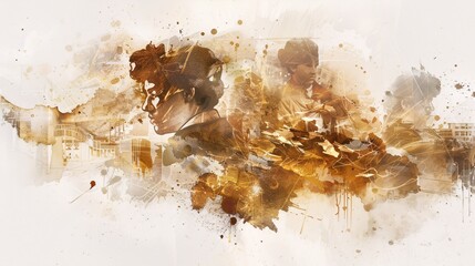 An elegant timeline illustration of Gelato Delight's history on a white background. Distressed textures and eroded surfaces highlight key moments and founders' profiles with warm brown and gold hues,