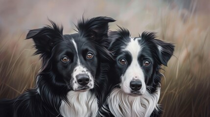 Fototapeta premium Two sibling border collies