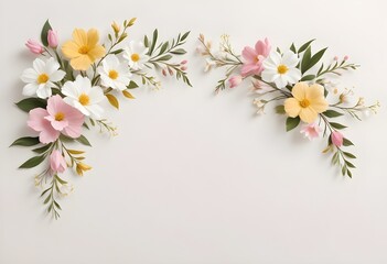 Fototapeta premium minimalist floral border with sparse