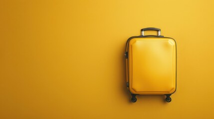 A top-down view of a yellow suitcase packed neatly on a plain surface, leaving room around it for inserting text or graphics 