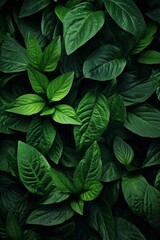 Botanical Haven Close-Up of Dark Green Foliage for Inviting Backgrounds