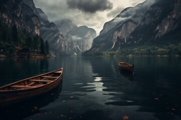 Alpine Idyll Row Boats Docked on Italy's Lakeshore