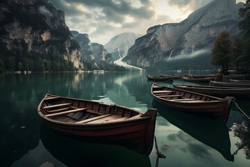 Cinematic Adventure Row Boats Await on the Edge of an Italian Lake