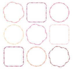 Set of hand draw style cute pink memo blank. Romantic dialog box with petal decorated for text. Retro doodle speech box with geometric shape and line deco. Wish label for gift. Lover message. chat .