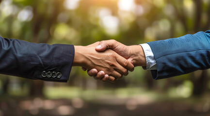Close up hand shake of business people, successful corporate partnership deal welcoming opportunity in office agreement professional greeting