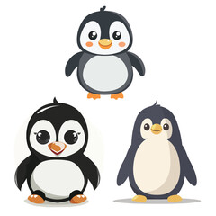 Naklejka premium set of penguins. cartoon vector eps 10 and Png file, transparent background