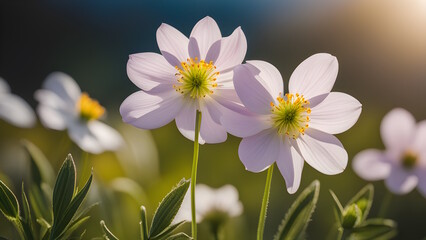Photo of windflower flowers generative ai