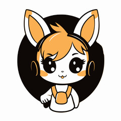 Fototapeta premium Animal Eared Cafe Worker Simple Shaped Vector Illustration Cute, Barista, Animal, Coffee, Icon