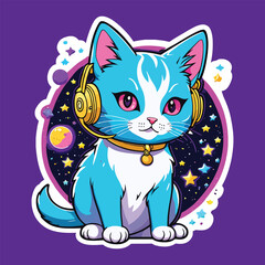 Fototapeta premium Cool Cat Stickers with hiphop for Cat Lovers