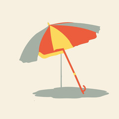 Obraz premium Beach Umbrella Travel Vector Illustration Vacation, Seaside, Sunshade, Relaxation, Icon