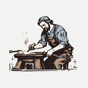 recommend clip art: Blacksmith Vector Illustration   Forge, Metalworking, Craftsman, Hammer, Icon