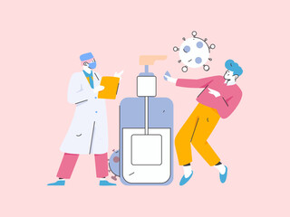 Medical characters fighting the epidemic flat vector concept operation hand drawn illustration
