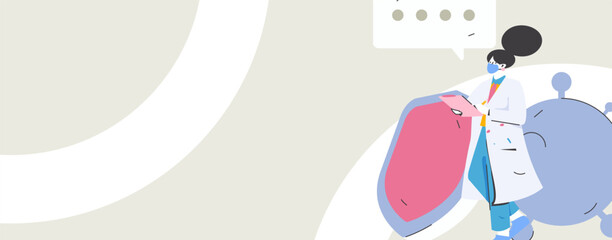 Obraz premium Medical characters fighting the epidemic flat vector concept operation hand drawn illustration 