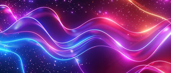 Obraz premium tridimensional glitter wavy shapes texture with vibrant neon colors 