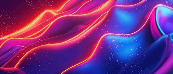 Obraz premium tridimensional glitter wavy shapes texture with vibrant neon colors 