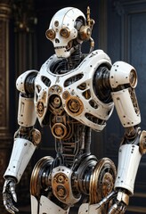 White and Gold Robotic Figure