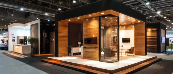 modern expo booth on a trade show related to interior design
