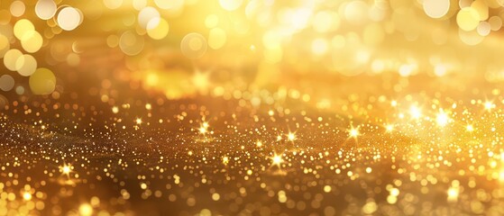 golden starry sky background with beautiful sparkles and glow