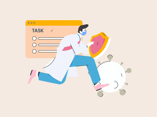 Medical characters fighting the epidemic flat vector concept operation hand drawn illustration
