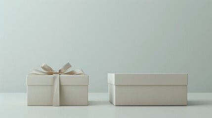 Box and Ribbon: A plain box with a ribbon tied around it, set against a clean, minimalist background with ample space for copy 