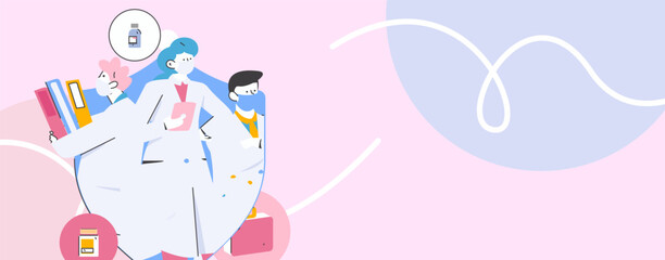 Medical characters fighting the epidemic flat vector concept operation hand drawn illustration
